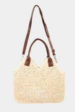 Fame Straw Braided Faux Leather Strap Shoulder Bag