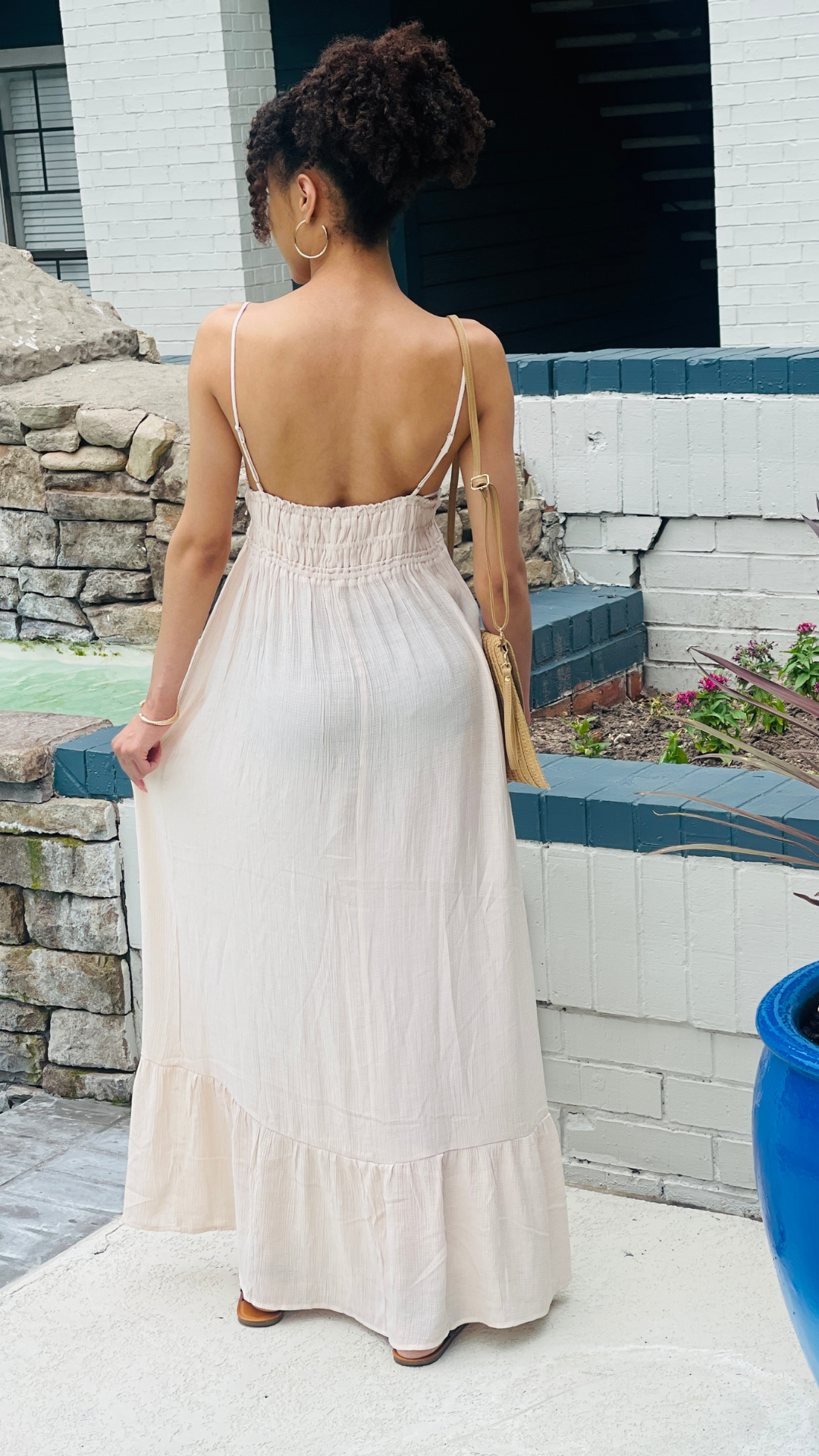 Beige Ruffle Hem Maxi Dress-FINAL SALE Large Beige Ruffle Hem Maxi Dress-FINAL SALE Large