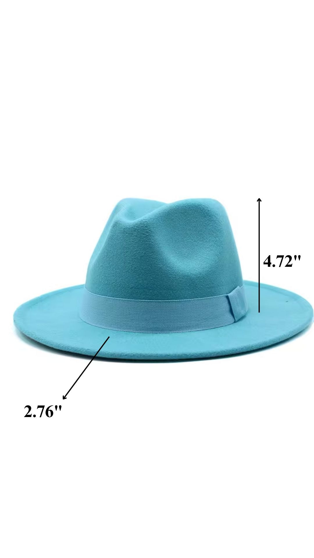Women Classic Year Round Fedora Hat With Belt (Lake Blue)