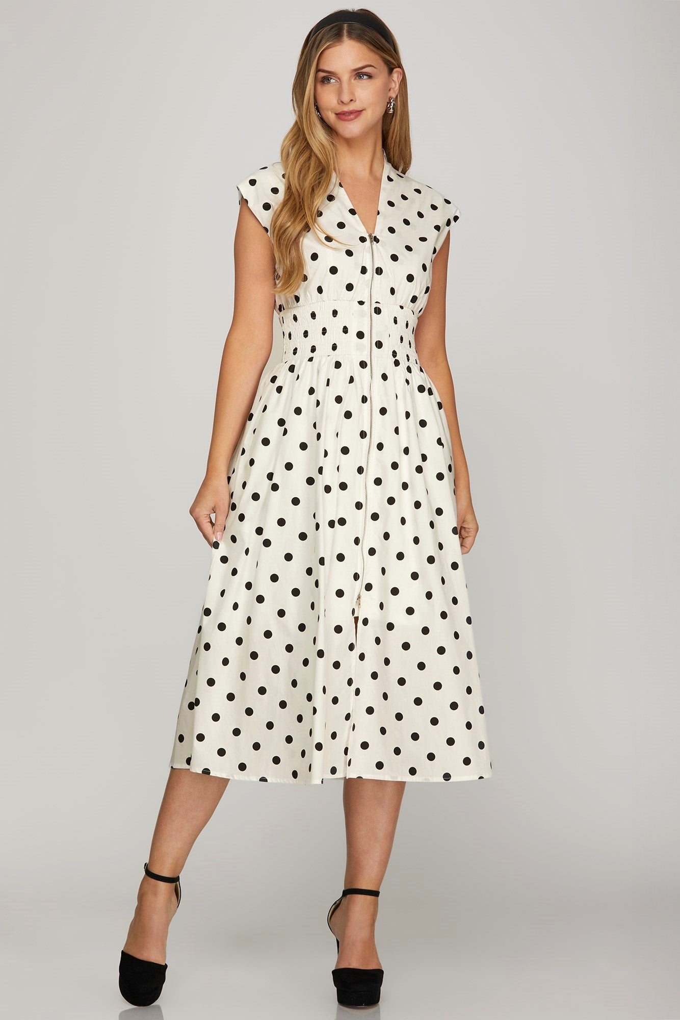 Pin-Dot Slit Sleeve Dress/Off White-Sサイズ CD355W_OFFWHITE_1800x1800.jpg?