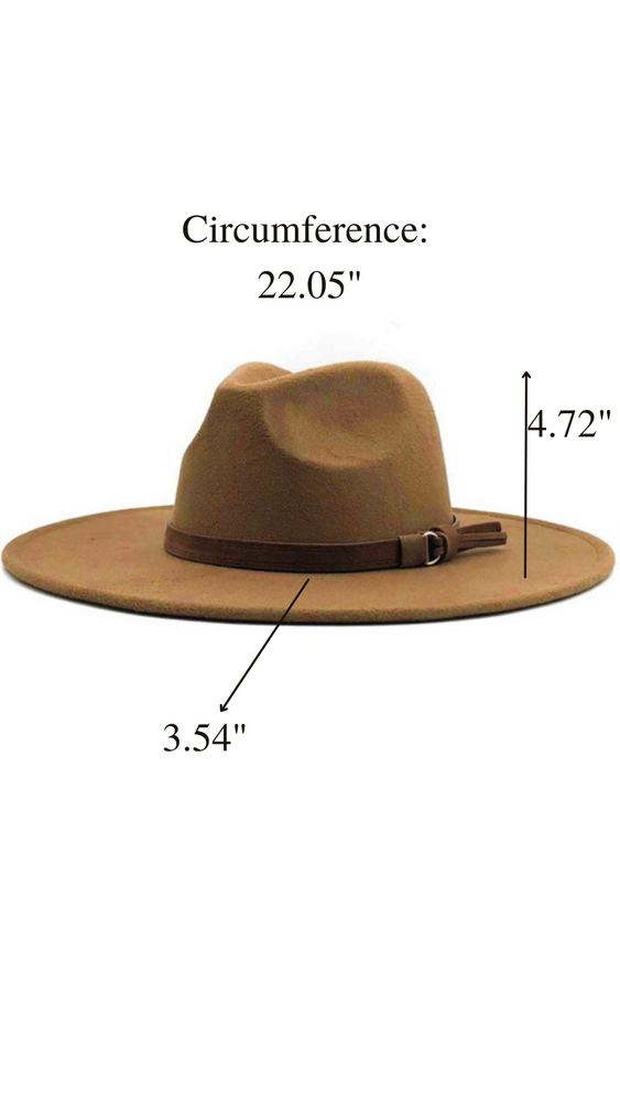 Wide Brim Fedora Hats With Brown Belt | Light Khaki