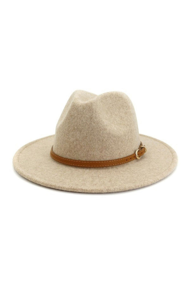 Felt Fedora Hat With Brown Leather Belt