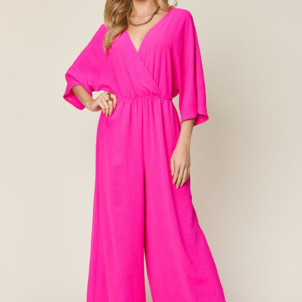 
                      
                        Double Take Full Size Surplice Wide Leg Jumpsuit with Pockets
                      
                    