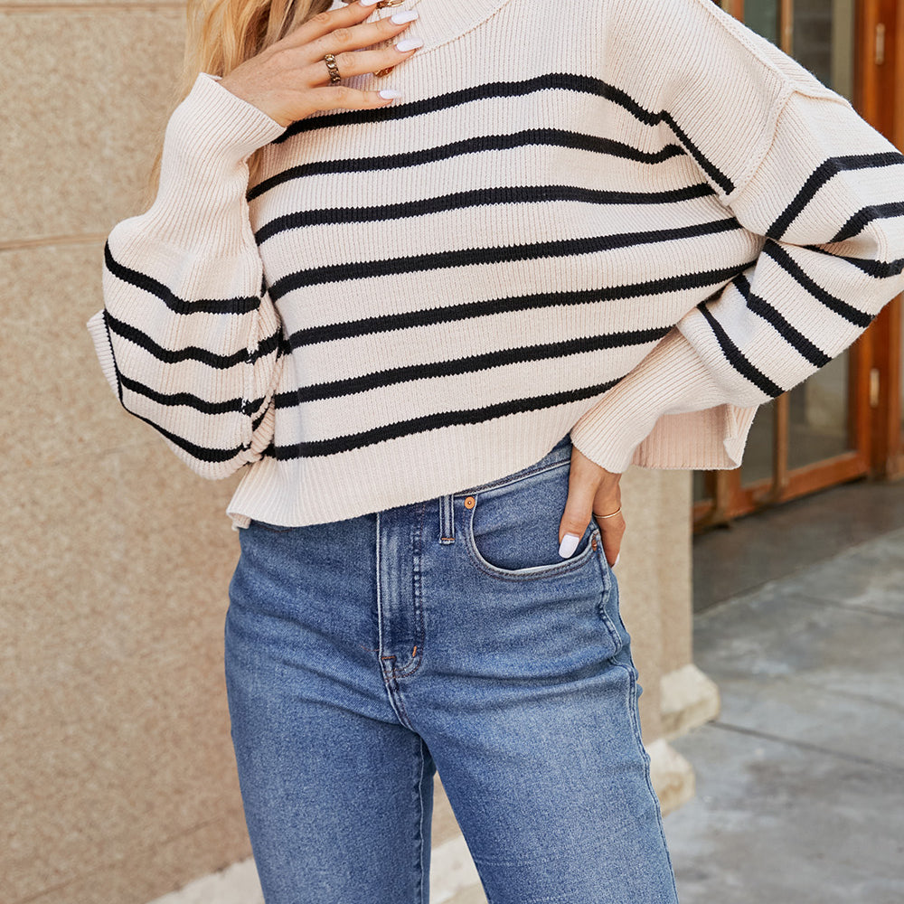 
                      
                        Round Neck Dropped Shoulder Sweater
                      
                    