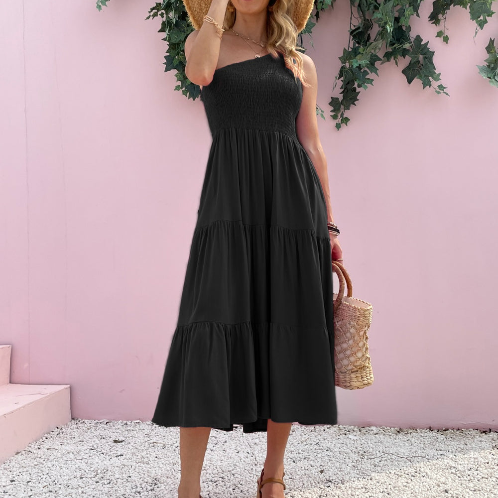 
                      
                        Smocked Single Shoulder Sleeveless Dress
                      
                    