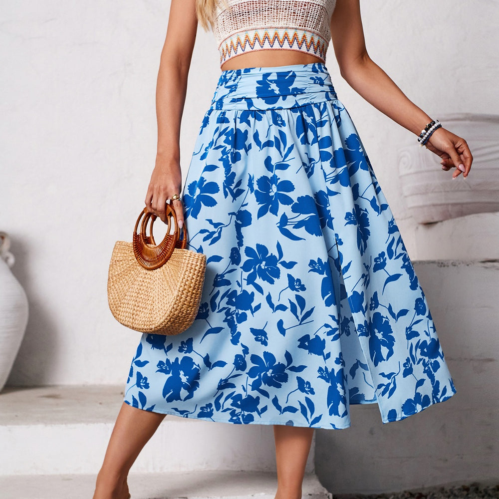 
                      
                        Slit Printed Midi Skirt
                      
                    