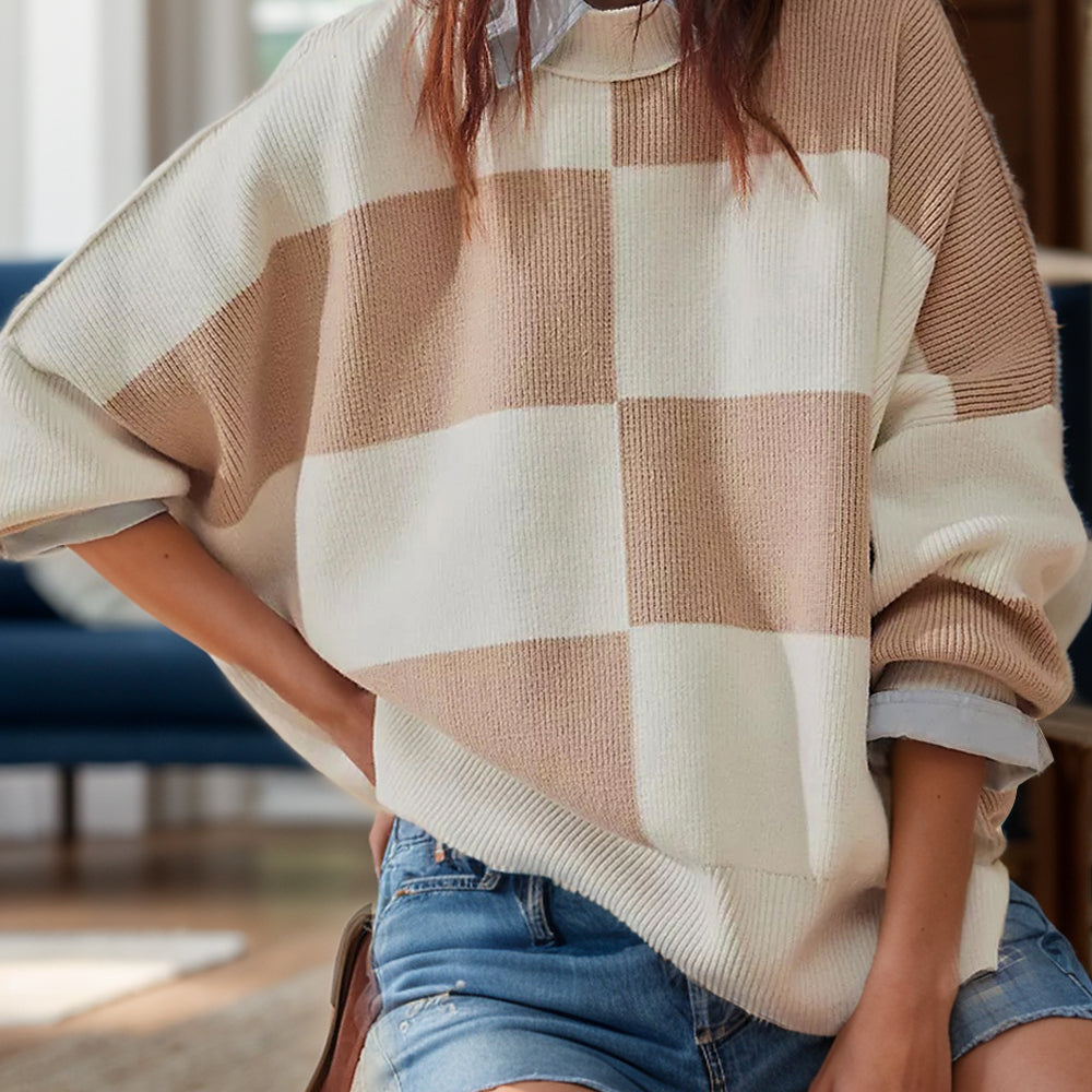 
                      
                        Color Block Round Neck Long Sleeve Sweater
                      
                    