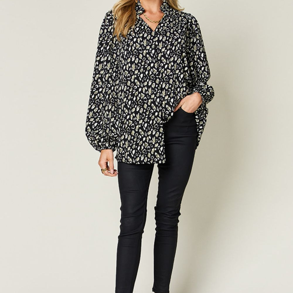 
                      
                        Double Take Full Size Leopard Long Sleeve Blouse
                      
                    