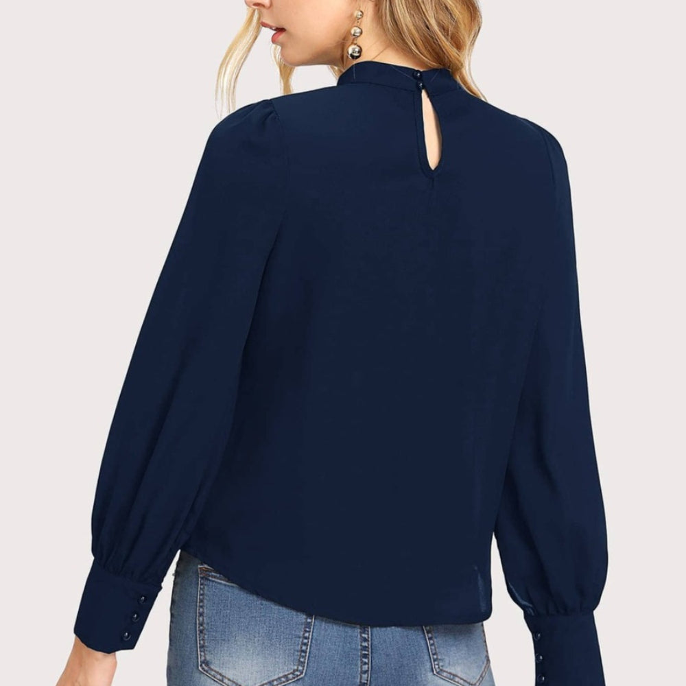 
                      
                        Mock Neck Lantern Sleeve Shirt
                      
                    