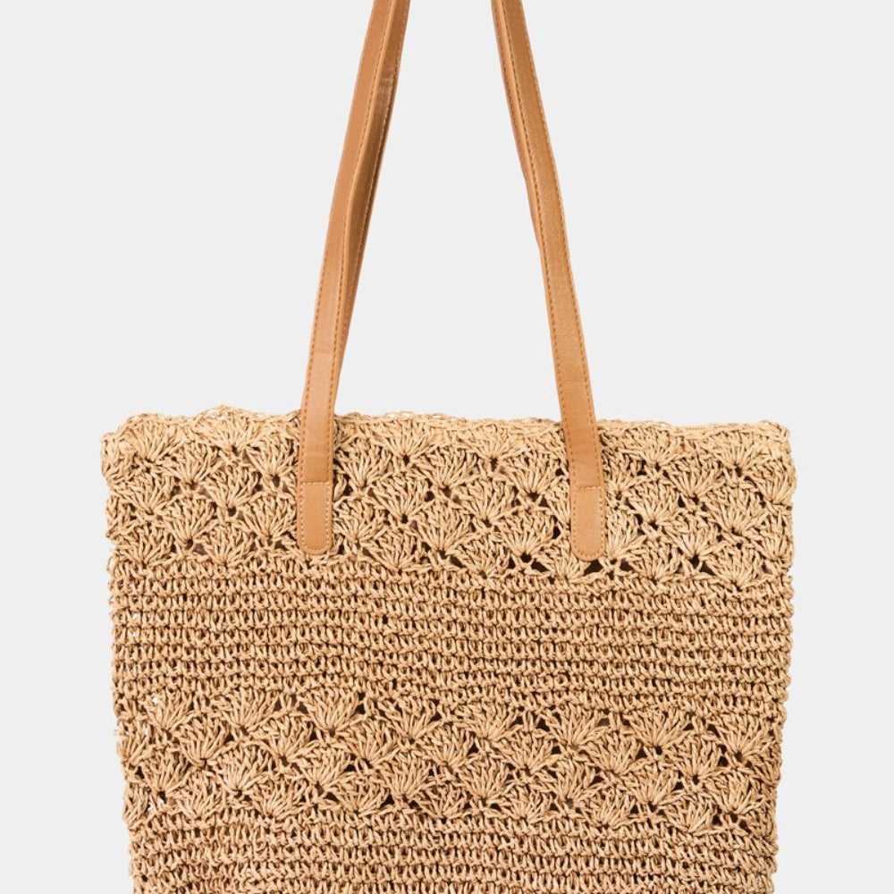 Fame Straw Braided Tote Bag