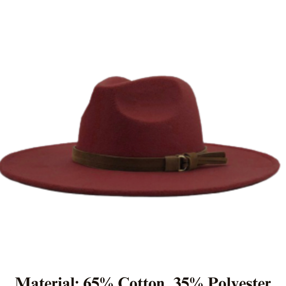 
                      
                        Wide Brim Fedora Hats With Brown Belt | Wine
                      
                    