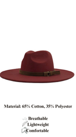 Wide Brim Fedora Hats With Brown Belt | Wine