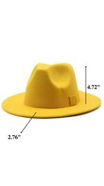 Women Classic Year Round Fedora Hat With Belt (Yellow)
