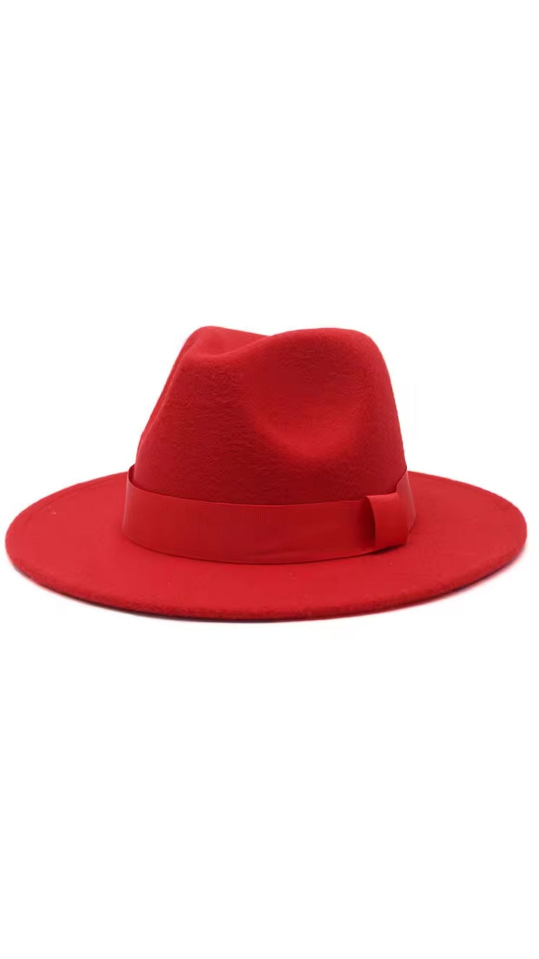 Women Classic Year Round Fedora Hat With Belt (Red)