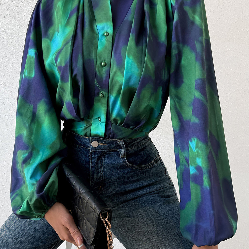 
                      
                        Tie-Dye Button Up Balloon Sleeve Blouse
                      
                    