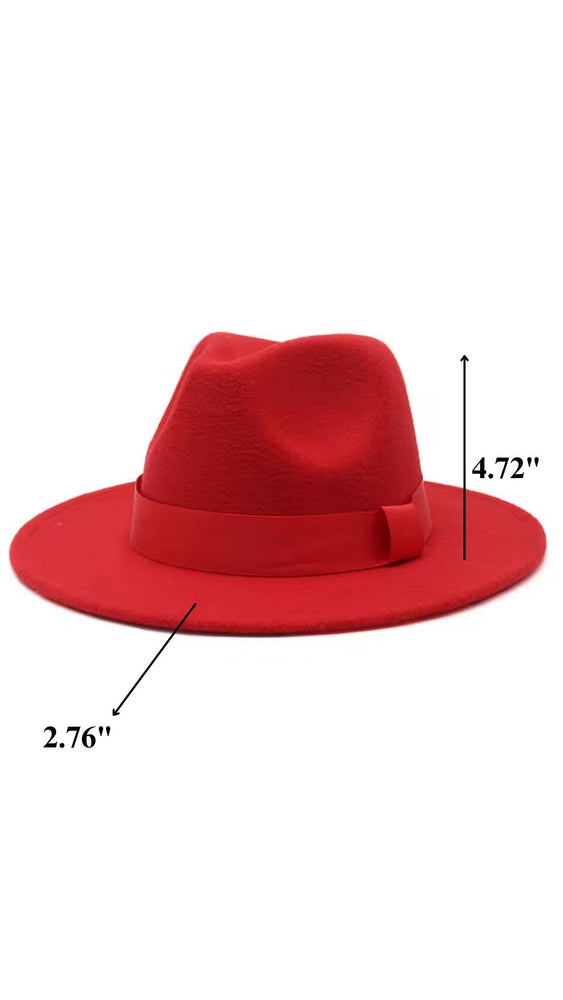 Women Classic Year Round Fedora Hat With Belt (Red)