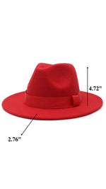 Women Classic Year Round Fedora Hat With Belt (Red)