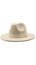 Women Classic Year Round Fedora Hat With Belt (Beige)