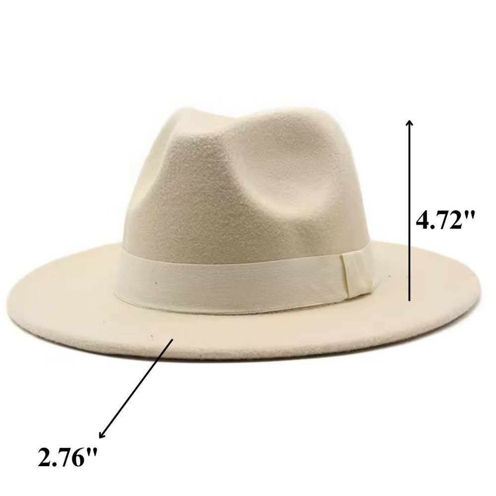 Women Classic Year Round Fedora Hat With Belt (Beige)