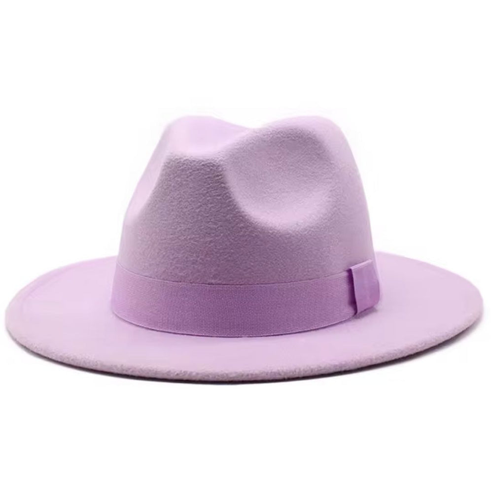 Women Classic Year Round Fedora Hat With Belt (Light Purple)