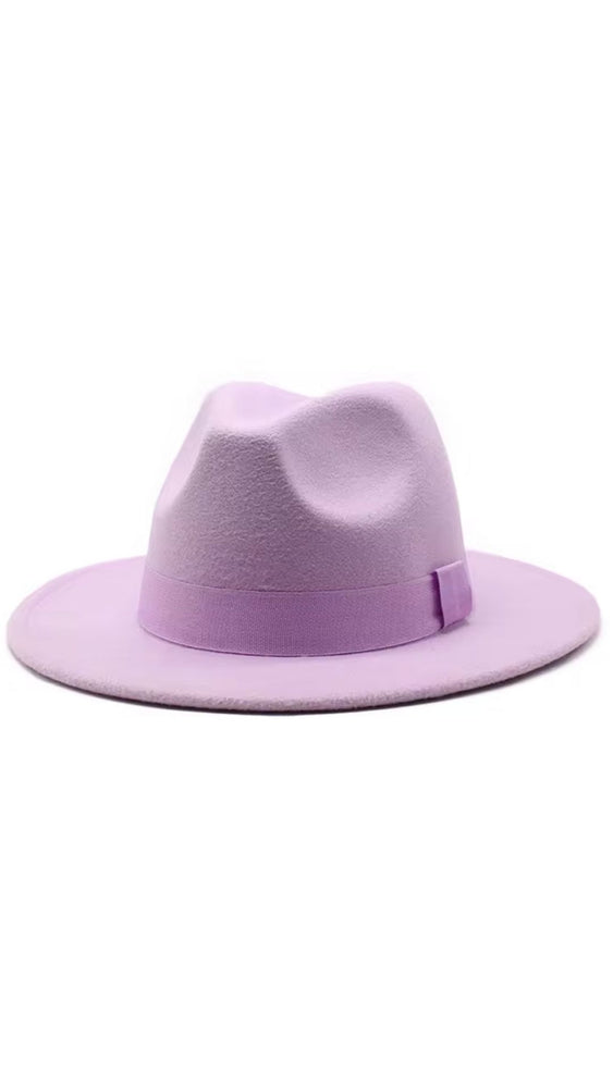 Women Classic Year Round Fedora Hat With Belt (Light Purple)