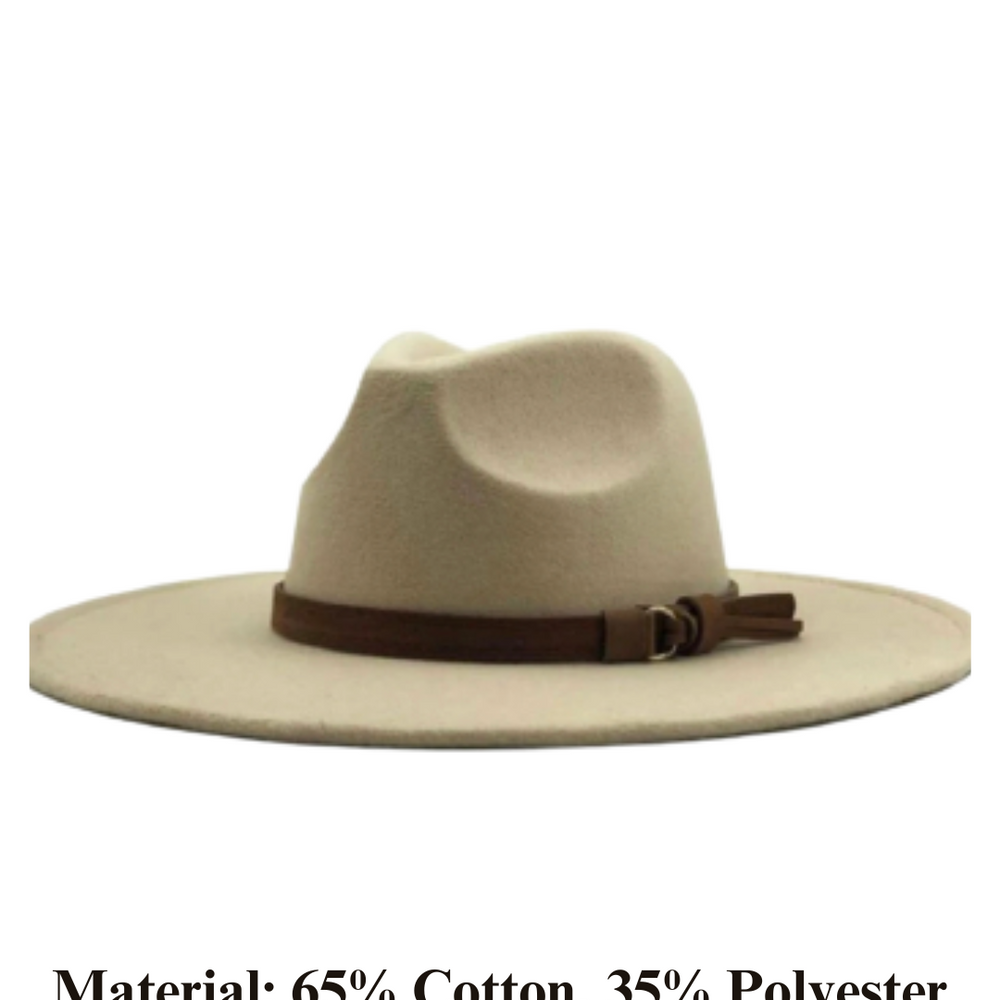 
                      
                        Wide Brim Fedora Hats With Brown Belt | Beige
                      
                    