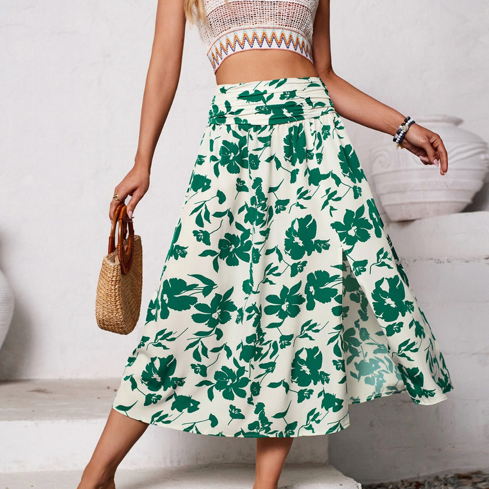 
                      
                        Slit Printed Midi Skirt
                      
                    