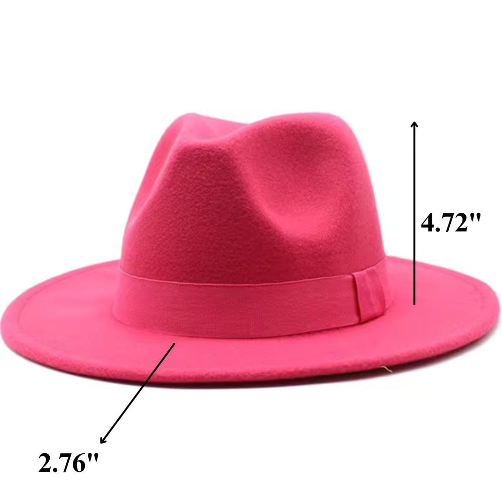 Women Classic Year Round Fedora Hat With Belt (Fuchsia)