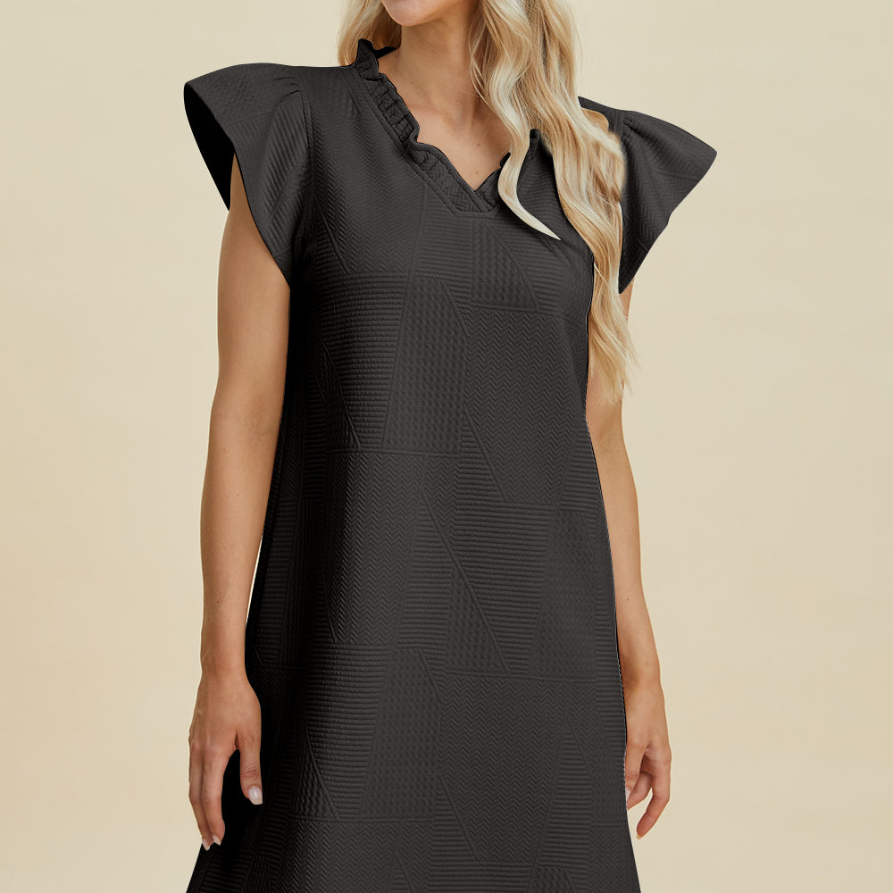 
                      
                        Double Take Full Size Ruffled V-Neck Cap Sleeve Dress
                      
                    