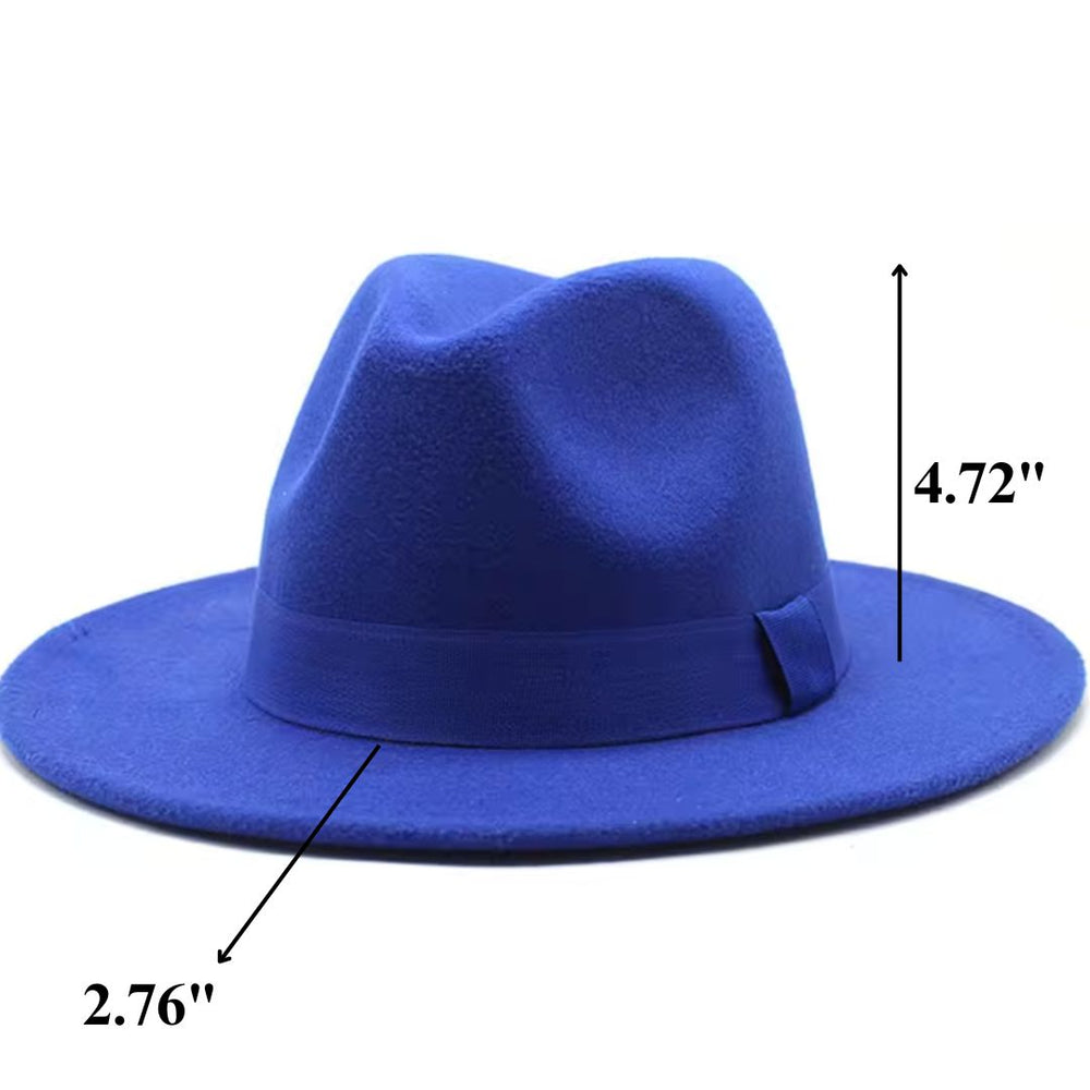 Women Classic Year Round Fedora Hat With Belt (Royal Blue)