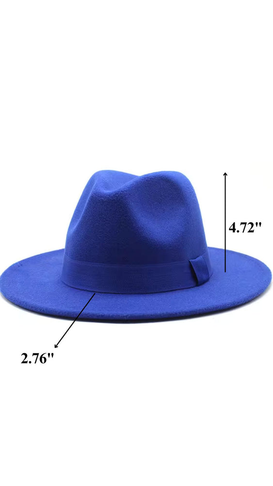 Women Classic Year Round Fedora Hat With Belt (Royal Blue)