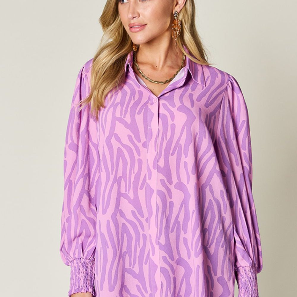 
                      
                        Double Take Full Size Printed Smocked Long Sleeve Blouse
                      
                    