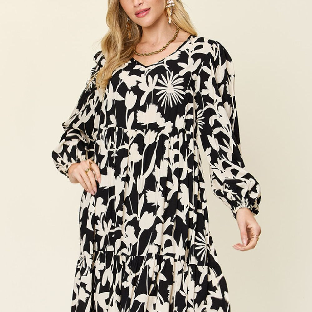 
                      
                        Double Take Full Size Printed Ruffle Hem Dress with Pocket
                      
                    