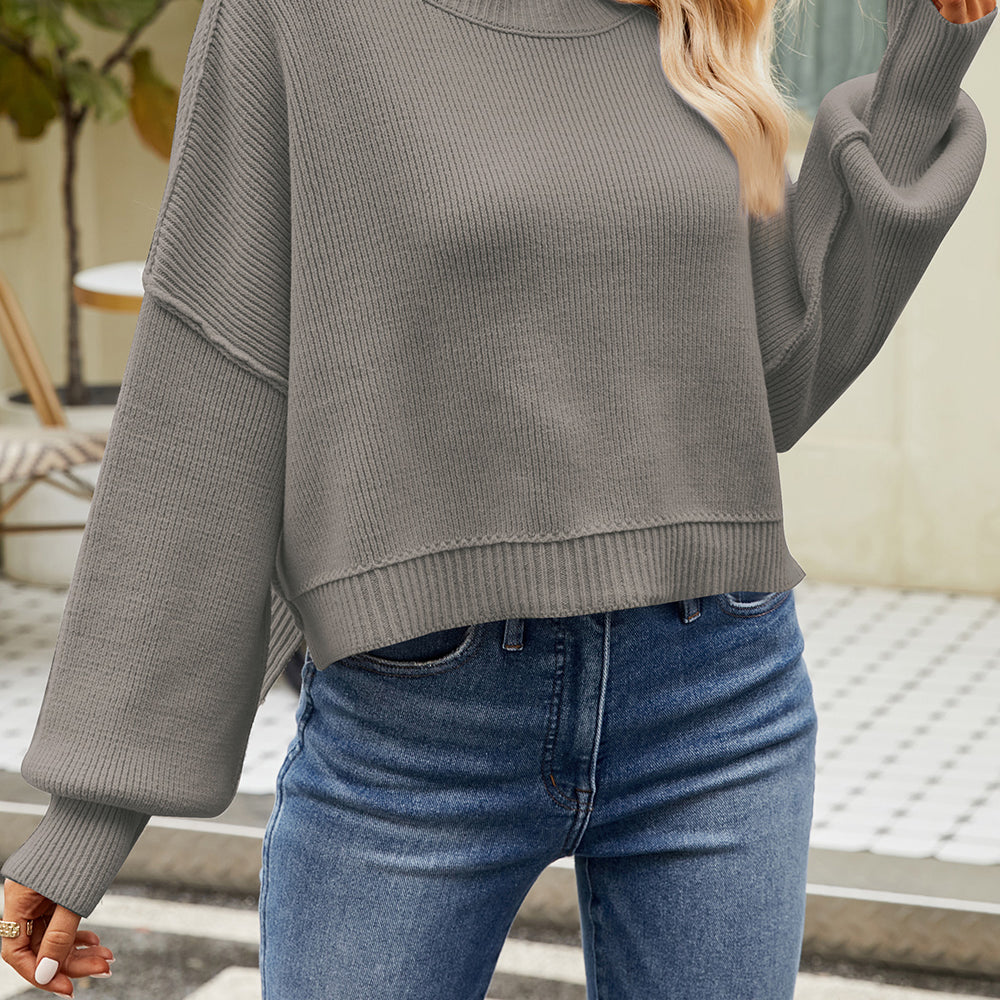 
                      
                        Round Neck Dropped Shoulder Sweater
                      
                    