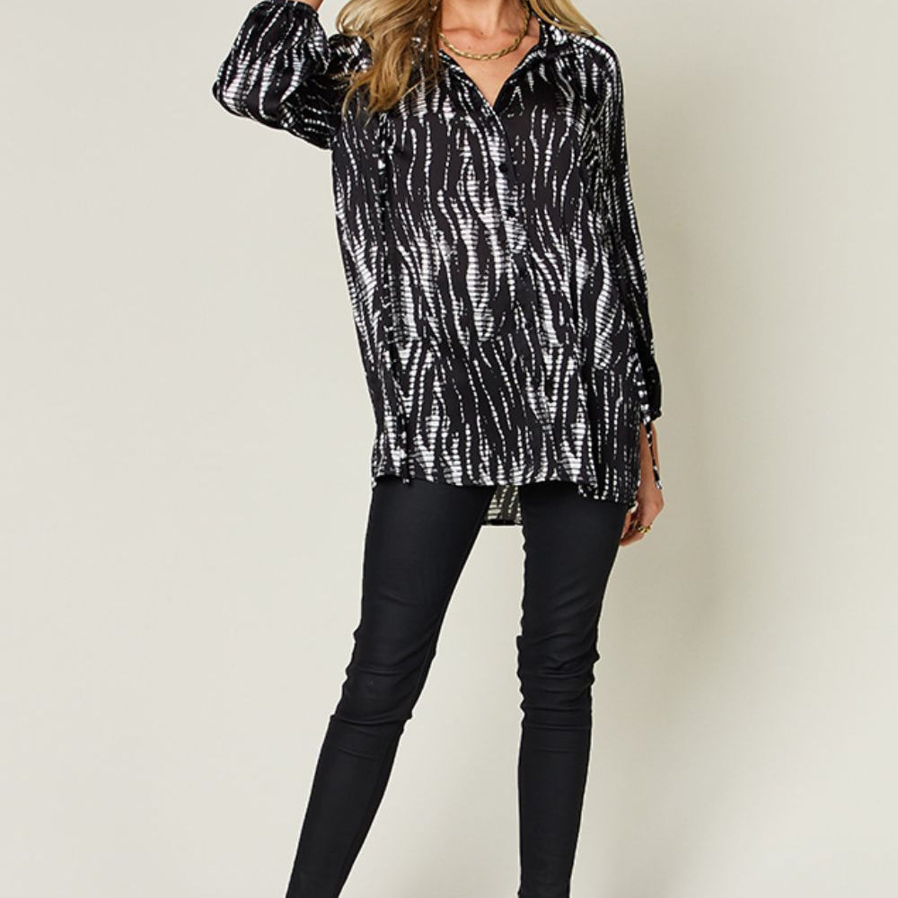 
                      
                        Double Take Full Size Printed Button Up Long Sleeve Shirt
                      
                    