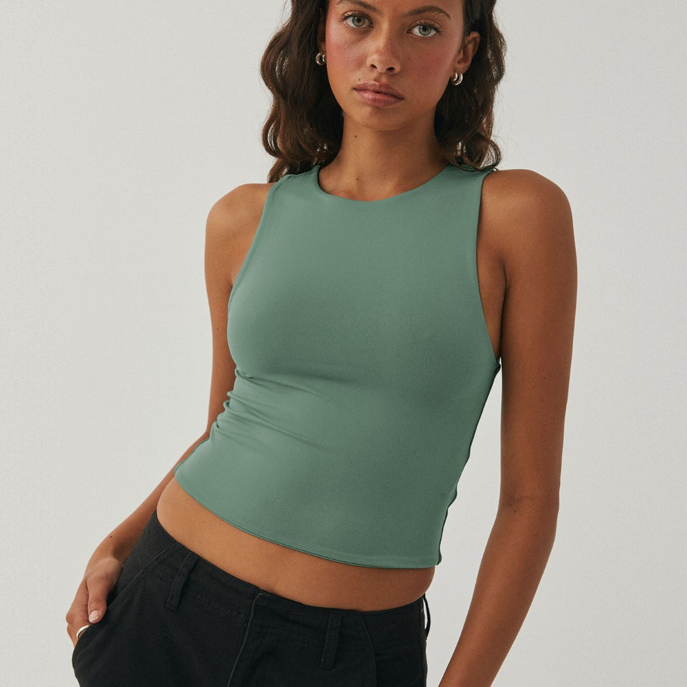 
                      
                        Round Neck Cropped Tank
                      
                    