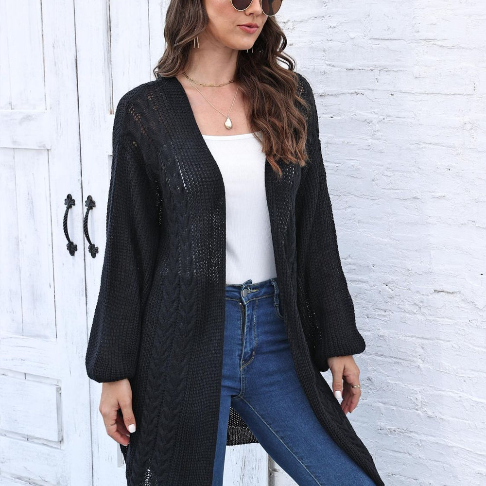 
                      
                        Cable-Knit Open Front Long Sleeve Cardigan
                      
                    