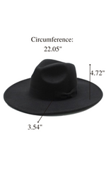 Wide Brim Fedora Hats With Bow Belt | Black