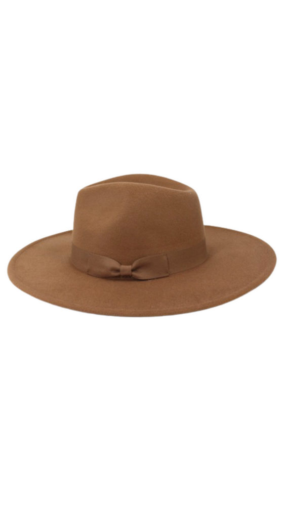 Wide Brim Fedora Hats With Bow Belt | Dark Khaki