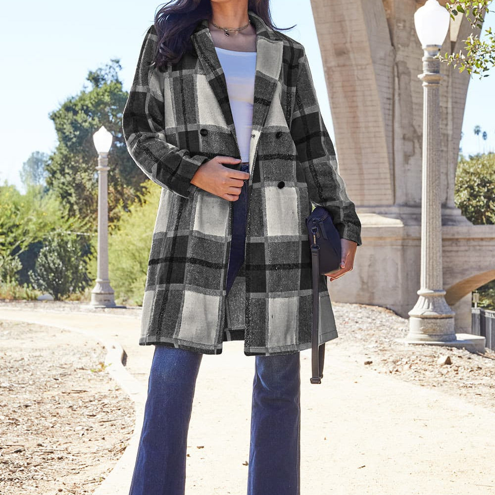 
                      
                        Double Take Full Size Plaid Button Up Lapel Collar Coat
                      
                    