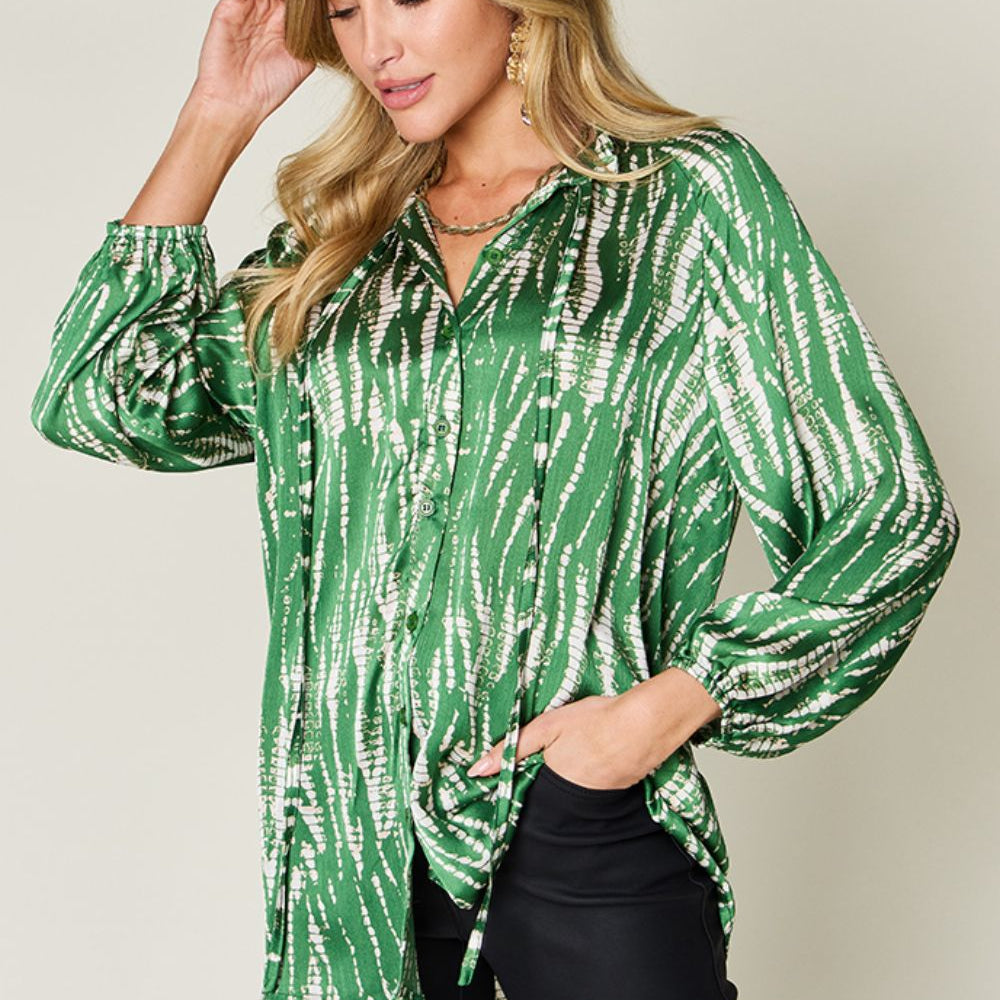 
                      
                        Double Take Full Size Printed Button Up Long Sleeve Shirt
                      
                    