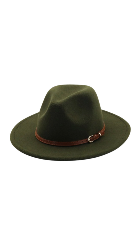 Casual Fedora Hats With Thin Belt | Olive Green
