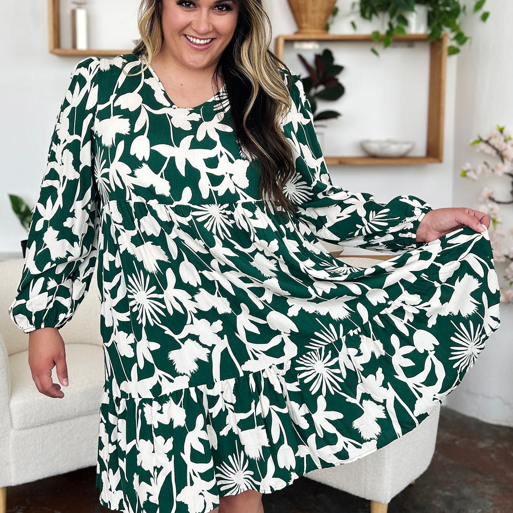 
                      
                        Double Take Full Size Printed Ruffle Hem Dress with Pocket
                      
                    