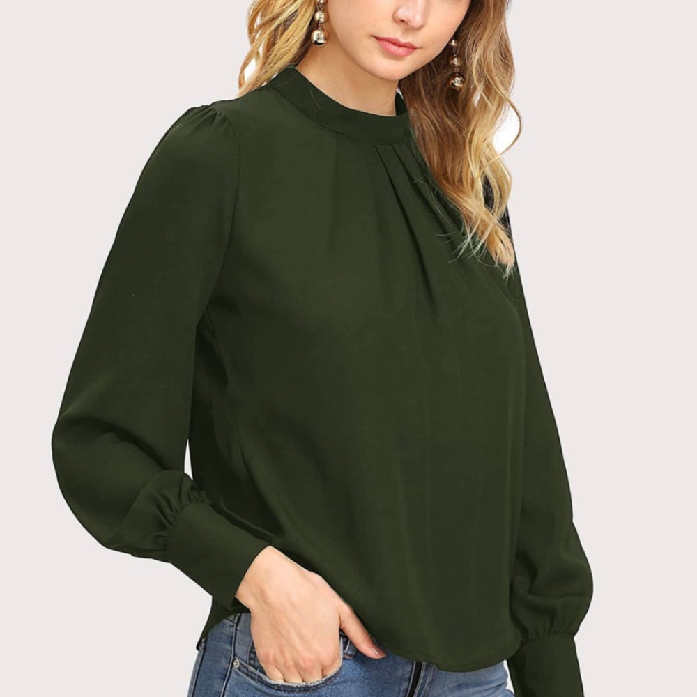 
                      
                        Mock Neck Lantern Sleeve Shirt
                      
                    