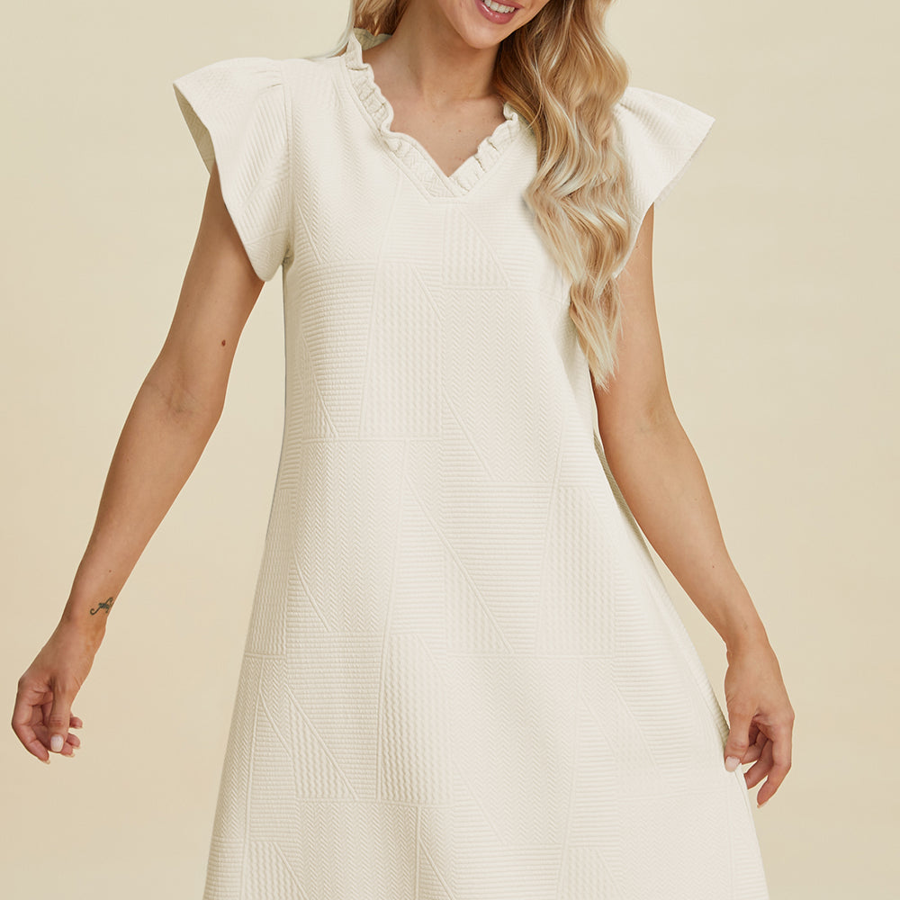 
                      
                        Double Take Full Size Ruffled V-Neck Cap Sleeve Dress
                      
                    