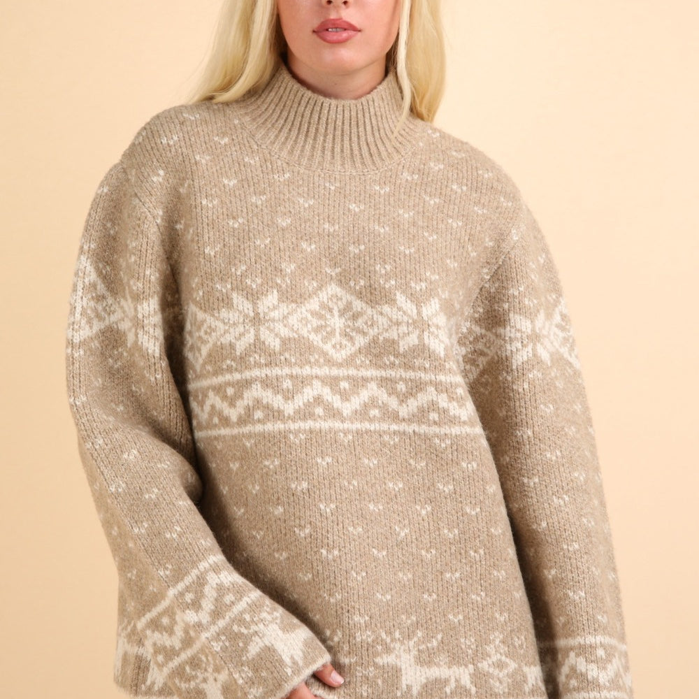 
                      
                        VERY J Christmas Element Mock Neck Long Sleeve Sweater
                      
                    