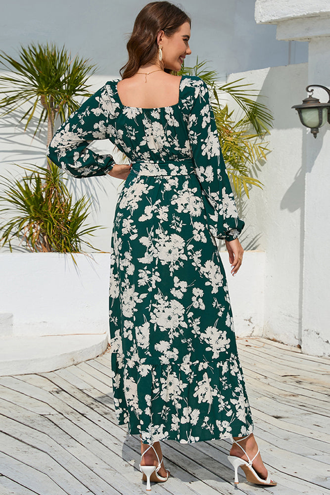 
                      
                        Floral Print V-Neck Long Sleeve Maxi Dress
                      
                    