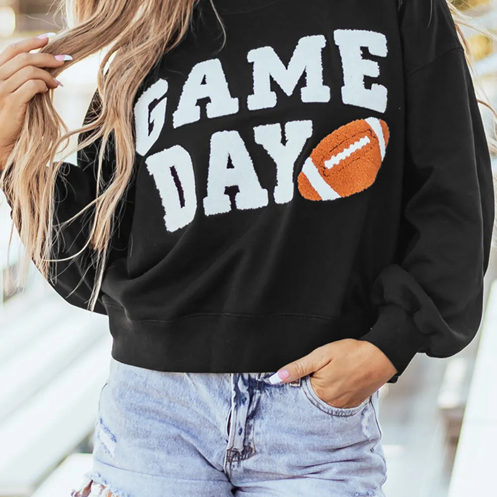 GAME DAY Round Neck Long Sleeve Sweatshirt