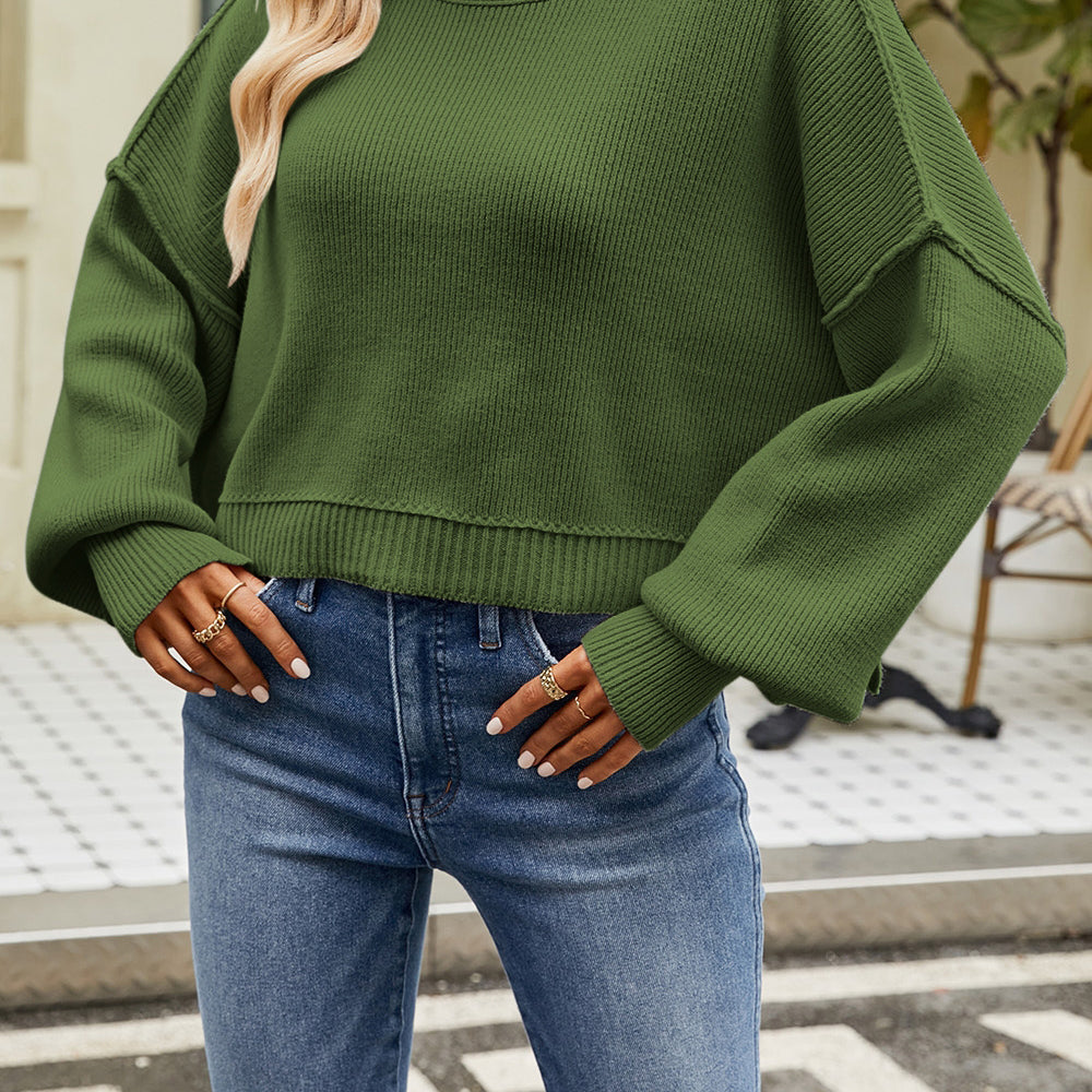 
                      
                        Round Neck Dropped Shoulder Sweater
                      
                    