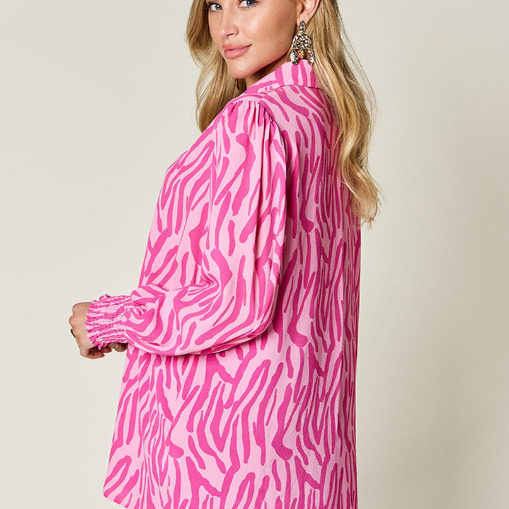 
                      
                        Double Take Full Size Printed Smocked Long Sleeve Blouse
                      
                    